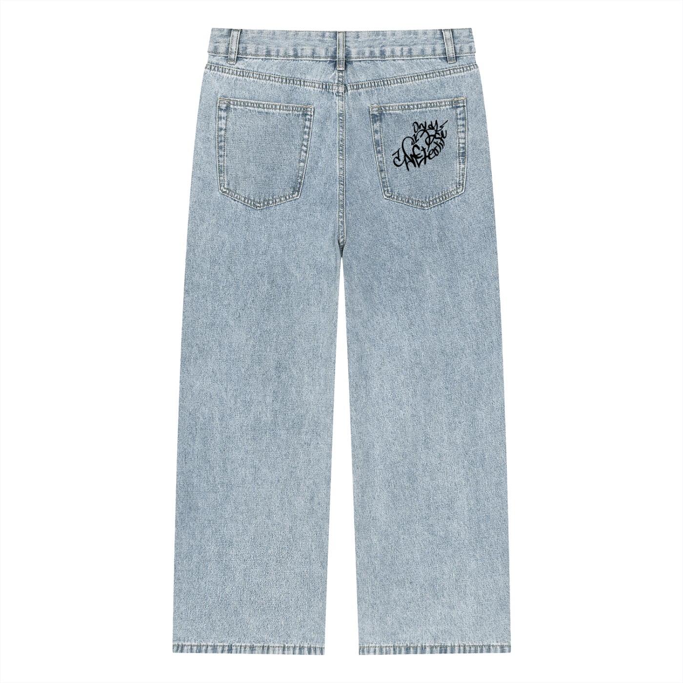 Unisex Vintage Wash Straight Leg Jeans