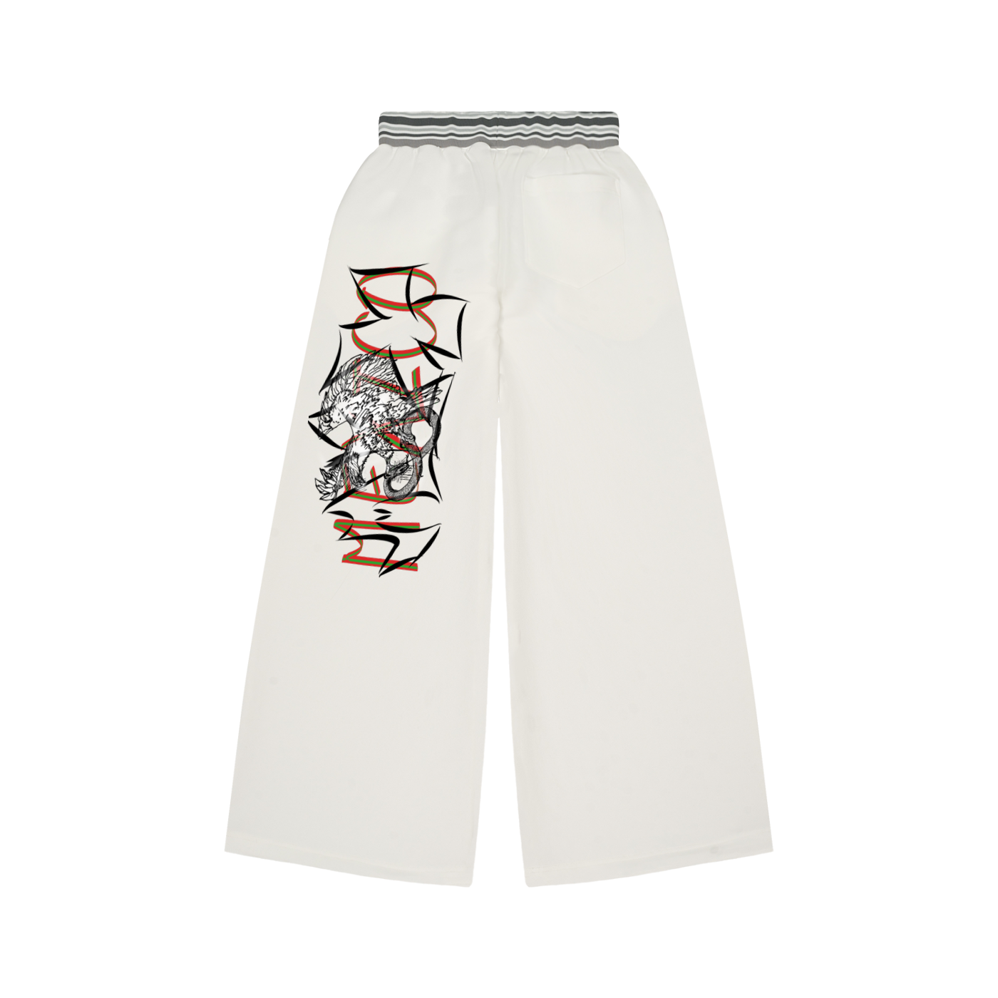 Only One “MEX” Striped Waist Wide Leg Pants