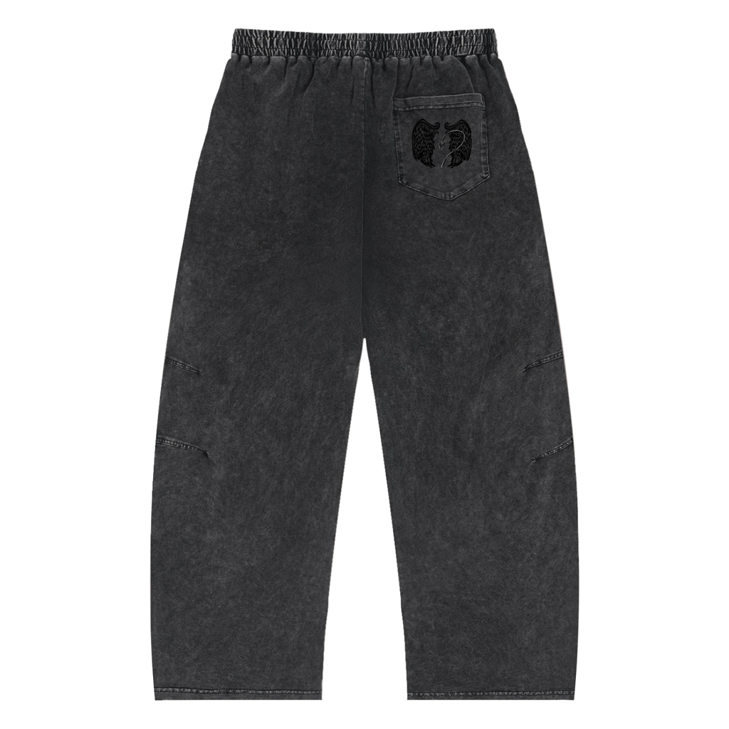 “Only One Afterlife” Snow Wash Drawstring Cotton Pants