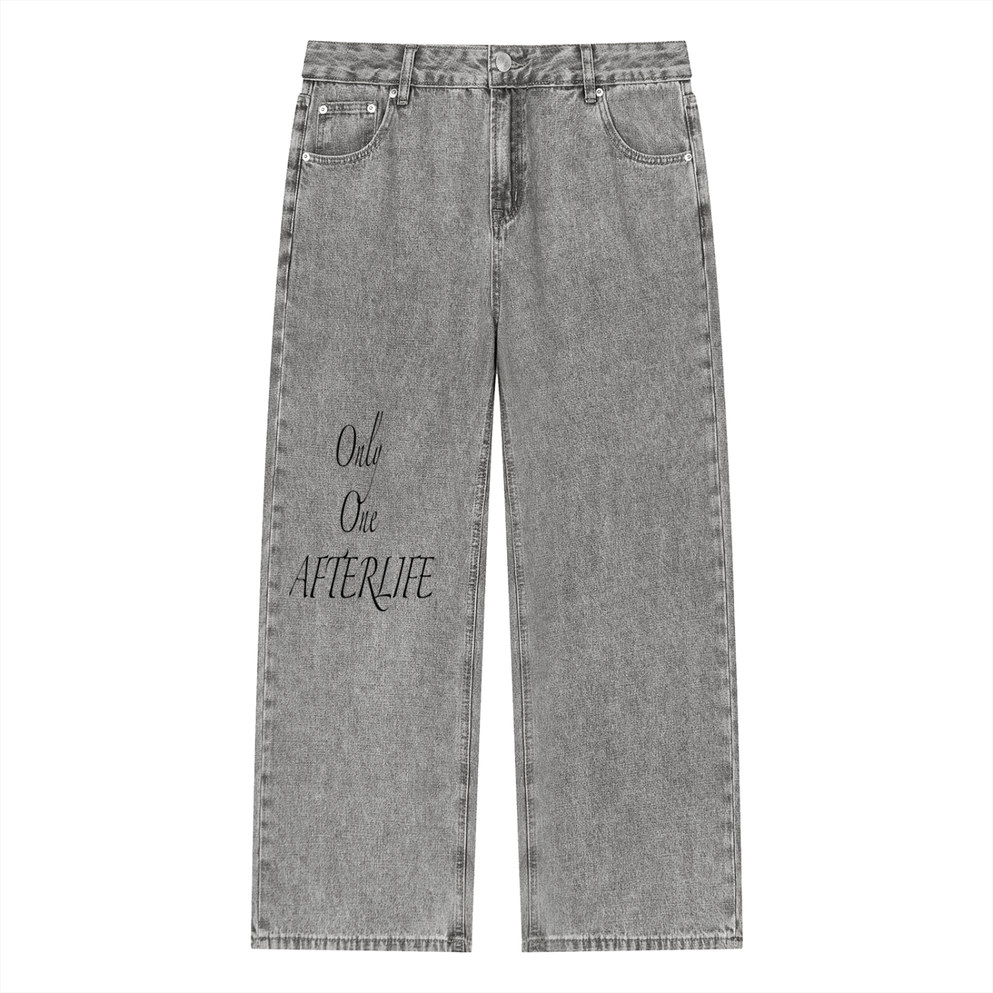 Unisex Vintage Wash Straight Leg Jeans