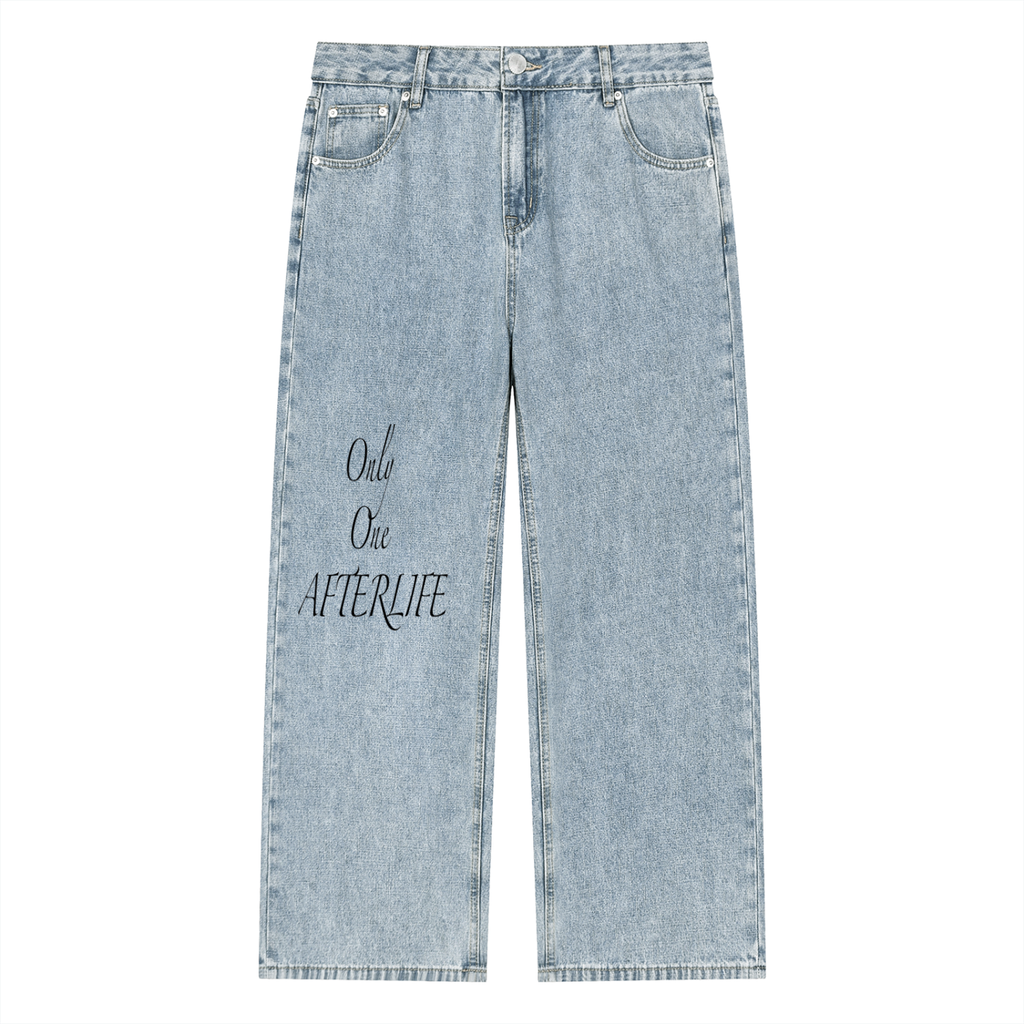 Unisex Vintage Wash Straight Leg Jeans