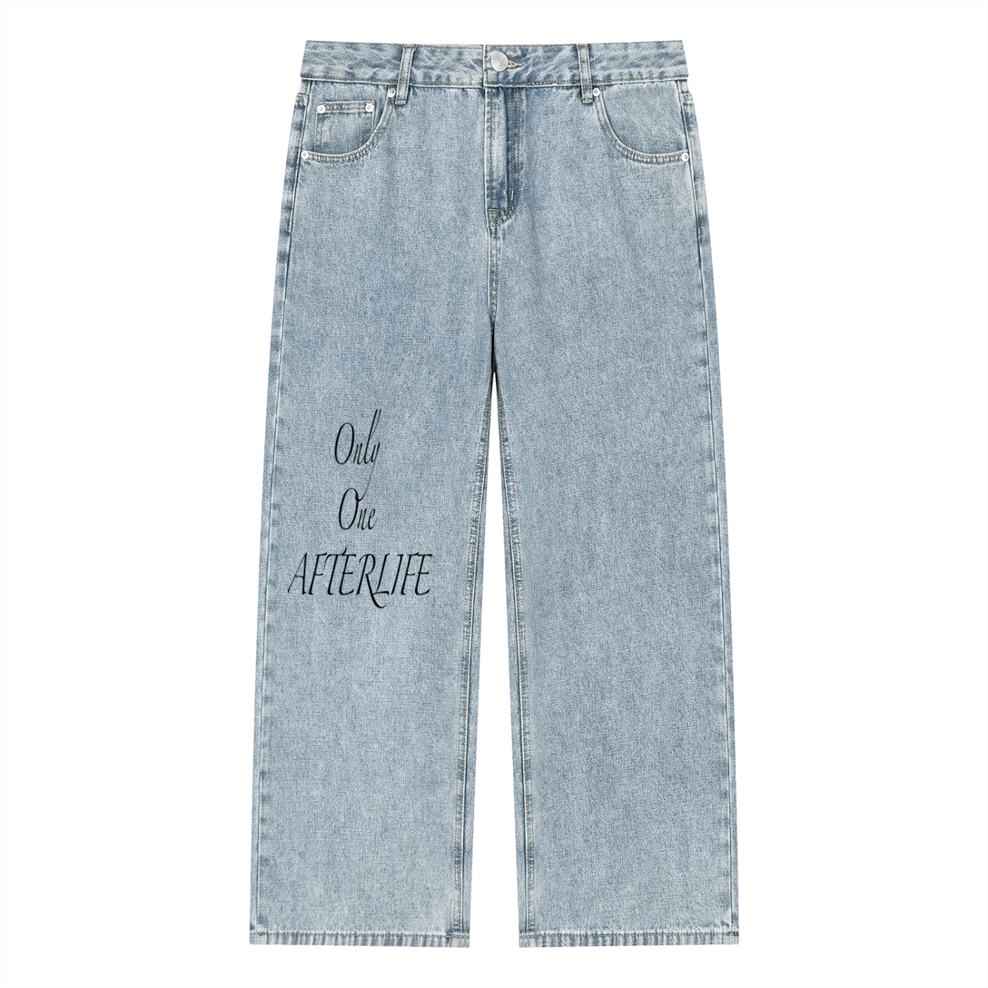 Unisex Vintage Wash Straight Leg Jeans