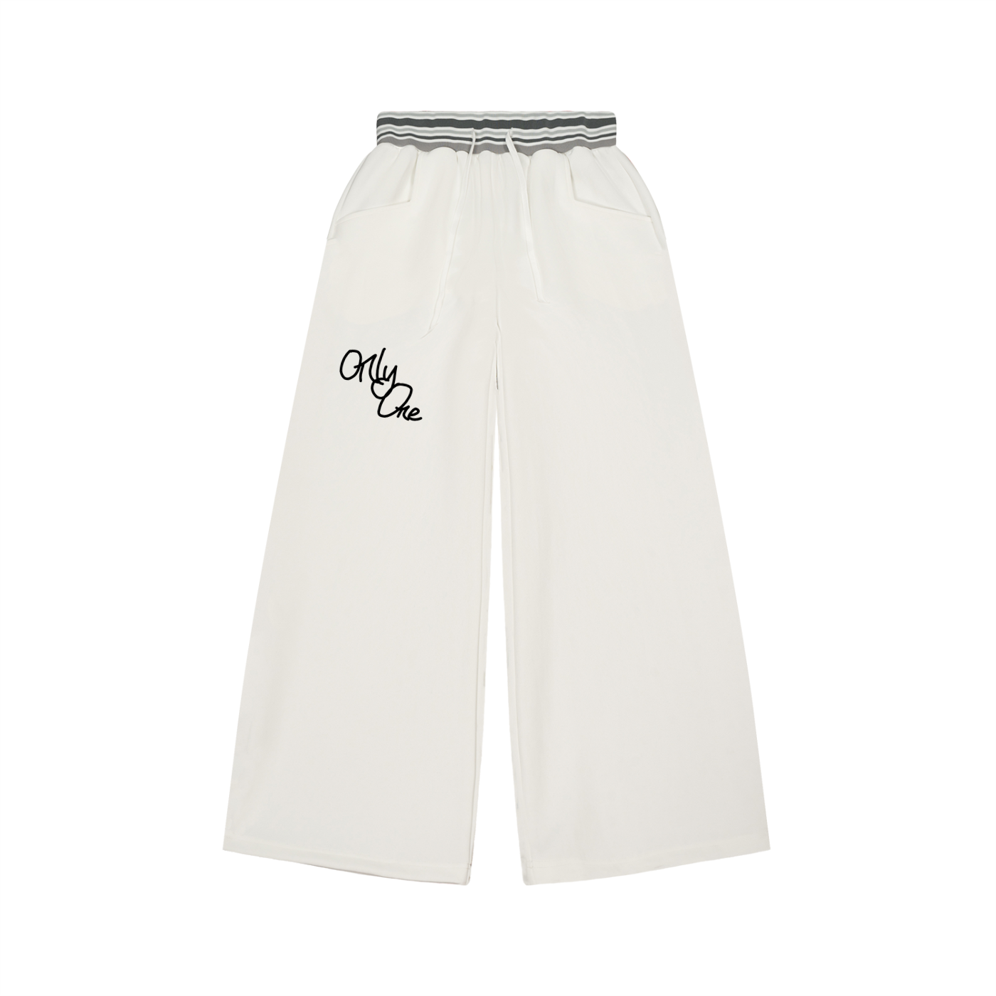 Only One “MEX” Striped Waist Wide Leg Pants